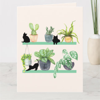 Carte Plantes Et Chats Aiment Les Chats Noirs Et Plantes
