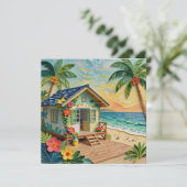 Carte Plaque de maison de plage océanique (Debout devant)