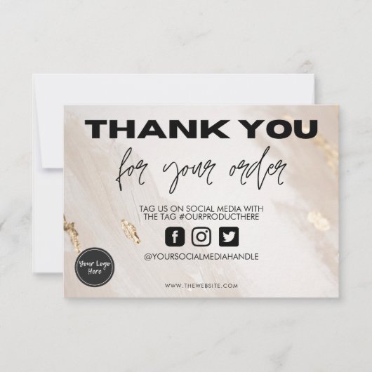 Carte Plaque d'or Merci beige (Devant)