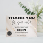 Carte Plaque d'or Merci beige (Debout devant)