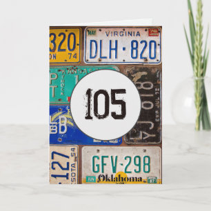 Carte Plaques de licence vintages pour 105e anniversaire