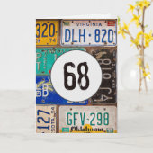 Carte Plaques de licence vintages pour 68e anniversaire (Fleur jaune)