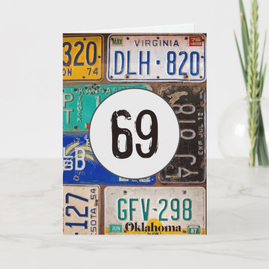 Carte Plaques de licence vintages pour 69e anniversaire (Devant)