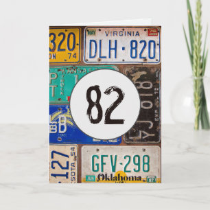 Carte Plaques de licence vintages pour 82e anniversaire
