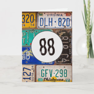Carte Plaques de licence vintages pour 88e anniversaire