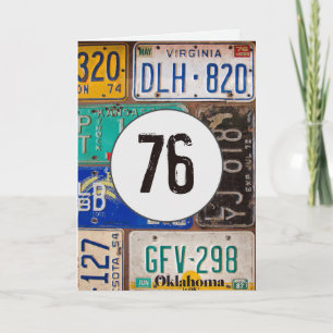 Carte Plaques d'immatriculation vintage pour 76e anniver
