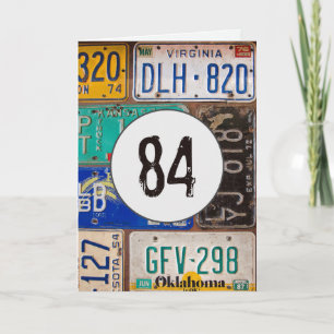 Carte Plaques d'immatriculation vintage pour 84e anniver