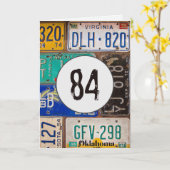 Carte Plaques d'immatriculation vintage pour 84e anniver (Fleur jaune)