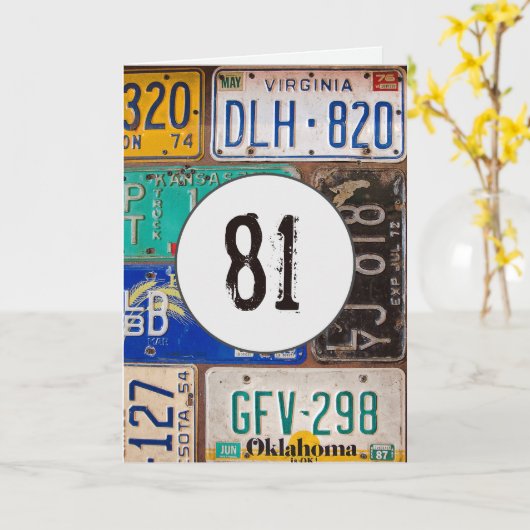 Carte Plaques rouillées pour 81e anniversaire (Fleur jaune)