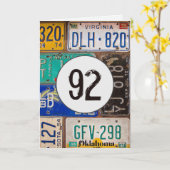 Carte Plaques vintages pour 92e anniversaire (Fleur jaune)