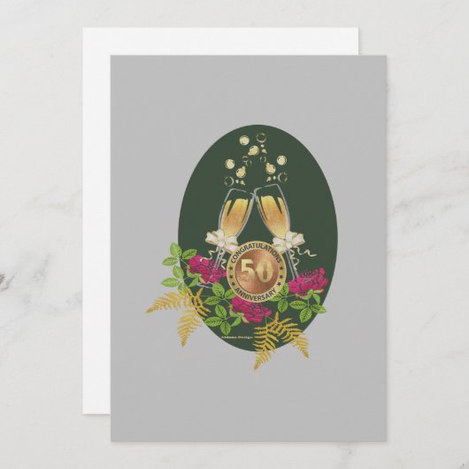 Carte Plat Anniversaire Dorée (Devant / Derrière)