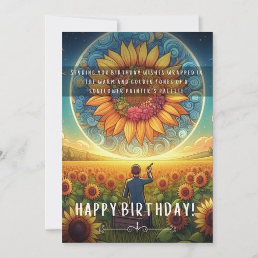 Carte Plat Anniversaire du peintre de tournesol (Devant)