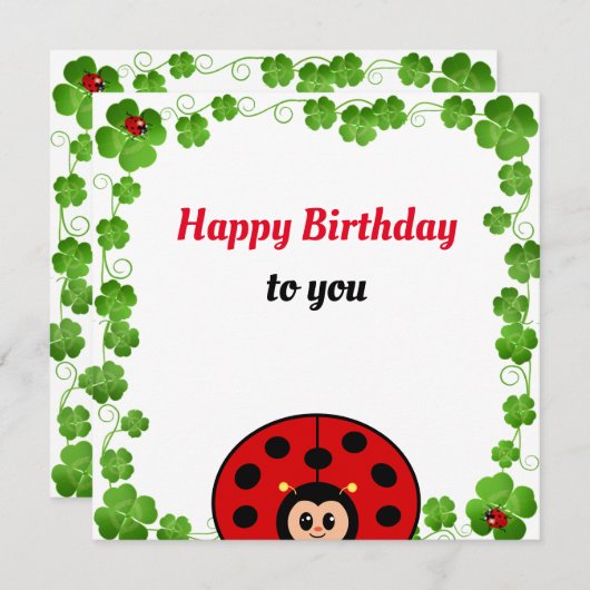 Carte Plat Anniversaire Ladybug (Devant / Derrière)