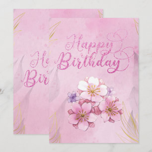 Carte Plat Anniversaire Rose Floral