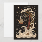 Carte plat - Aquarius Celestial Zodiac Art (Devant / Derrière)