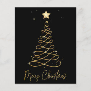 Carte Plat Arbre de Noël Elégante Or Budget