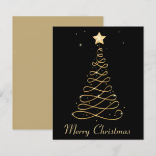 Carte Plat Arbre de Noël Elégante Or Budget