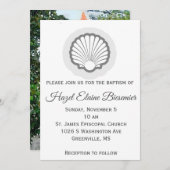 Carte Plat Baptism Vertical Scallop Shell (Devant / Derrière)