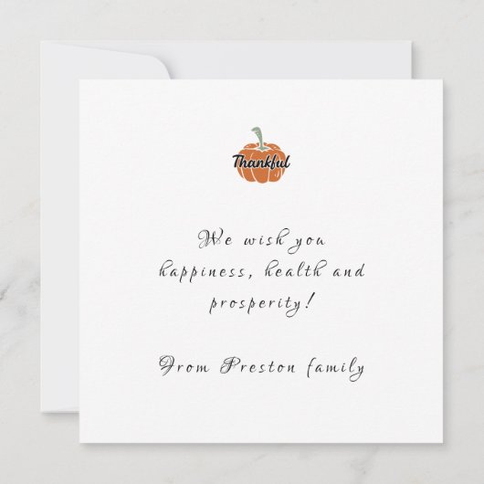 Carte plat bon thanksgiving (Dos)