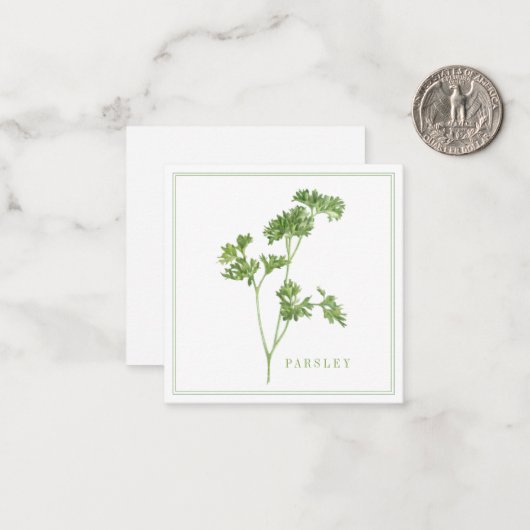Carte plat Carré de 2,5 pouces FRAÎCHE PARSLEY (Devant/Arrière en situation)