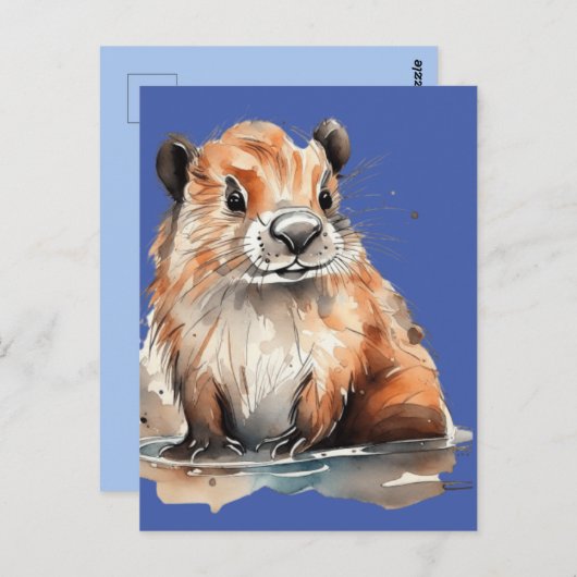 Carte Plat castor mignonne (Devant / Derrière)