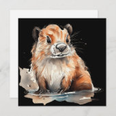 Carte Plat castor mignonne (Devant / Derrière)