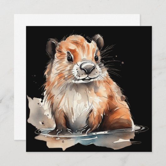 Carte Plat castor mignonne (Devant / Derrière)