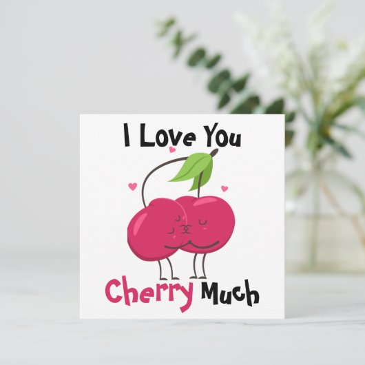 Carte plat Cherry Love Pun (Debout devant)