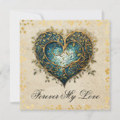 Carte Plat Coeur Bleu et Or (Devant)