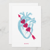Carte Plat Coeur et Flèche Valentine (Devant / Derrière)