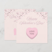 Carte Plat Coeur Rose Heureuse Sainte-Valentin (Devant / Derrière)