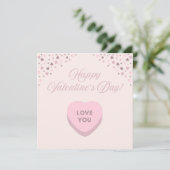 Carte Plat Coeur Rose Heureuse Sainte-Valentin (Debout devant)