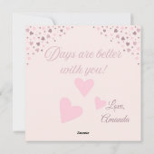 Carte Plat Coeur Rose Heureuse Sainte-Valentin (Dos)