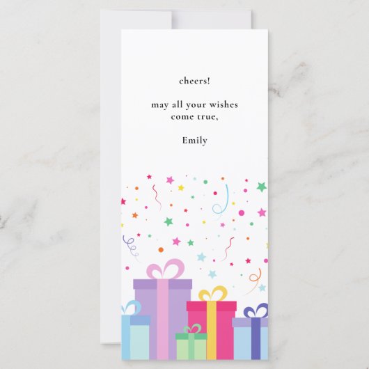 Carte Plat Confetti Colorée Joyeux Anniversaire (Dos)