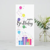 Carte Plat Confetti Colorée Joyeux Anniversaire (Debout devant)