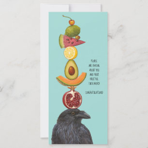 Carte plat corbeau et félicitations fruits