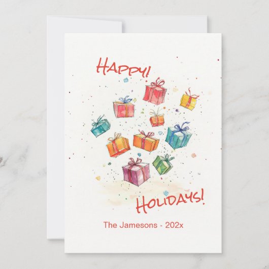 Carte Plat Cute Retro Happy Holidays (Devant)