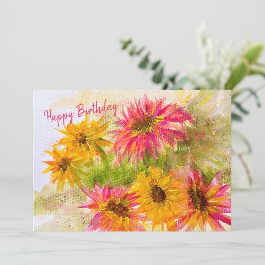 Carte plat Daisy Bright anniversaire (Debout devant)