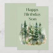 Carte plat d'anniversaire de forêt (Devant / Derrière)
