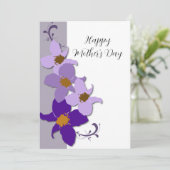 Carte Plat de la Fête des Mères Florale Violet (Debout devant)