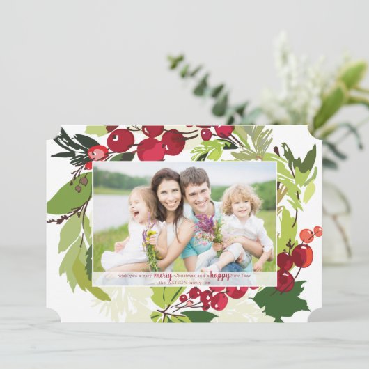 Carte Plat de Noël Botanique (Debout devant)