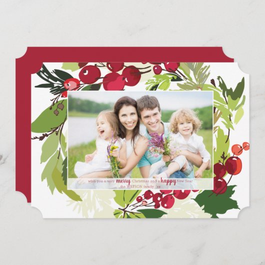 Carte Plat de Noël Botanique (Devant / Derrière)