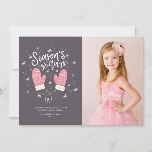 Carte Plat de Noël Hygge Mittens (Devant)