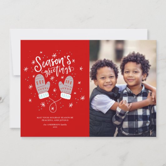 Carte Plat de Noël Hygge Mittens (Devant)