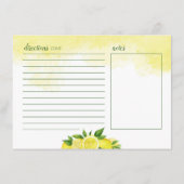 Carte plat de recette d'aquarelle de citron (Dos)