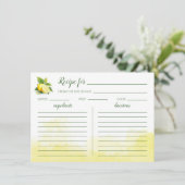 Carte plat de recette d'aquarelle de citron (Debout devant)