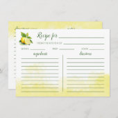 Carte plat de recette d'aquarelle de citron (Devant / Derrière)