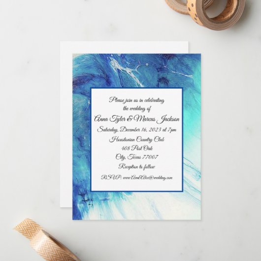 Carte plat Faire-part de mariage Abstraite (Devant/Arrière en situation)