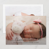 Carte plat Faire-part de naissance photo pour bébé (Devant / Derrière)