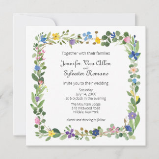 Carte plat fleur sauvage Carré Mariage